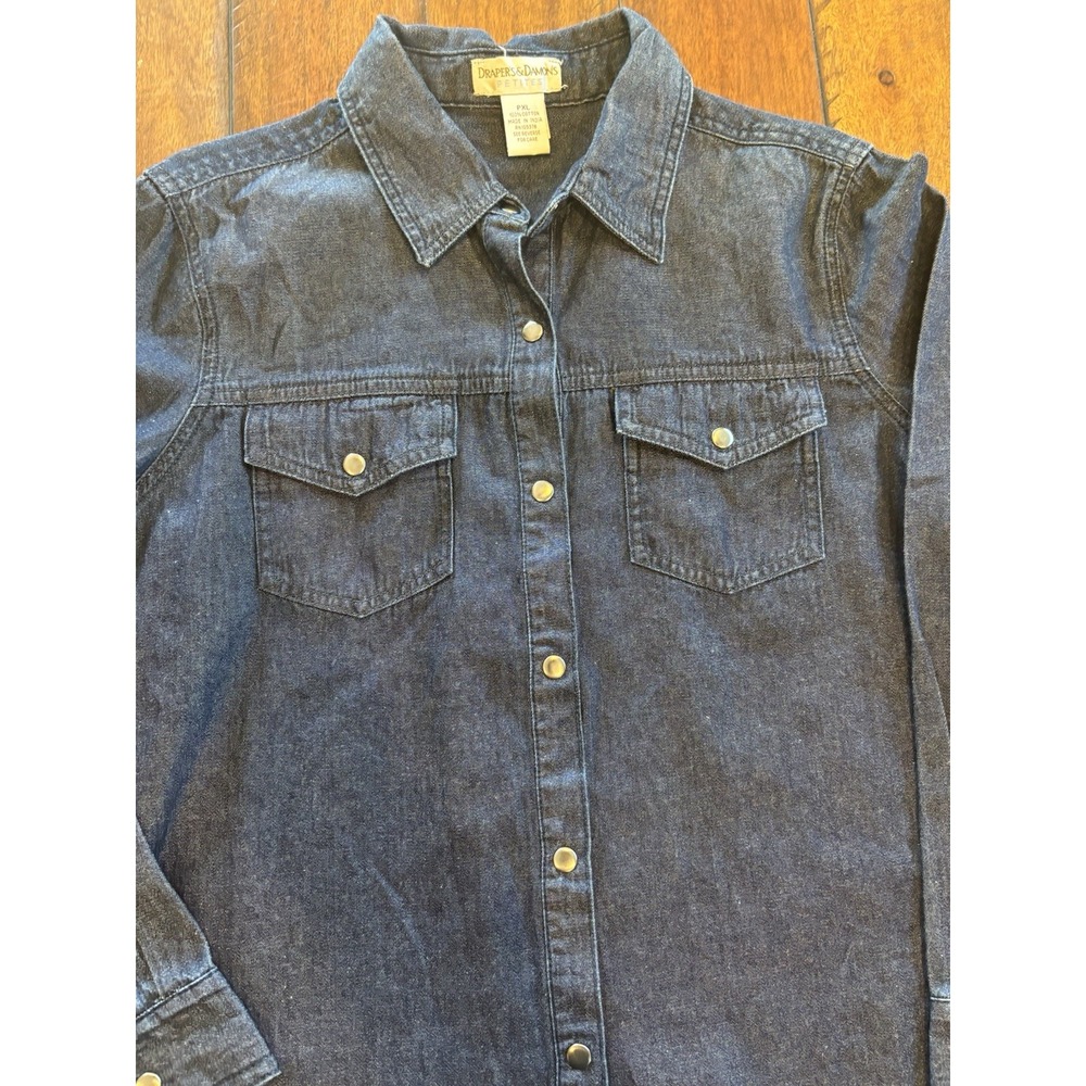 Womens MEDIUM Drapers Damons Blue Jean Jacket Shirt Long Sleeve New Without Tag